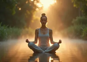 Медитирующий человек в состоянии потока на природе