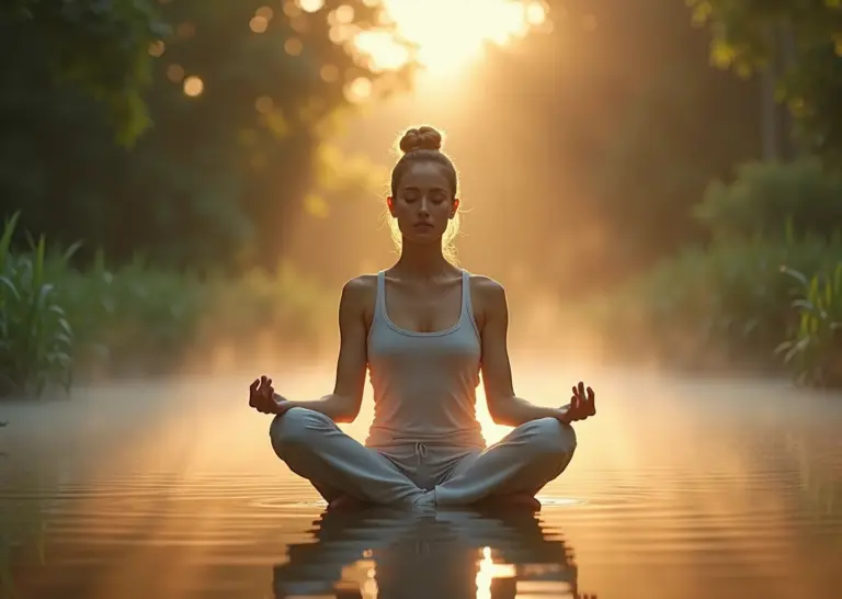 Медитирующий человек в состоянии потока на природе